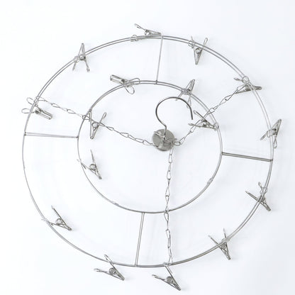 Circular drying rack with clips for socks, gloves and towels