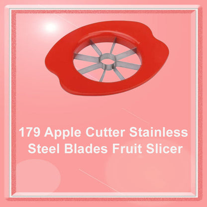 Quickslice apple cutter next to whole and sliced fruits, ready for serving.