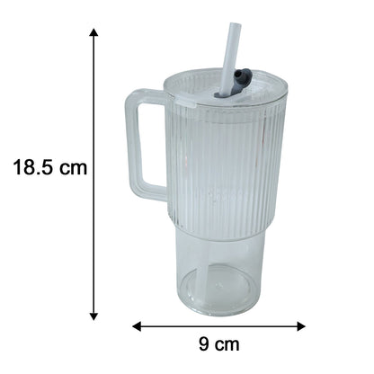 Kids Tumbler 900ml with Handle Lid and Straw Ribbed Water Sipper Cup (1 Pc) view 6