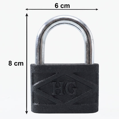 Side view of the 60mm iron padlock, showcasing its solid build and design.