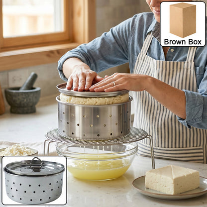 Stainless Steel Paneer Maker Mould with Lid for Cheese and Tofu Press (1 Pc) product image