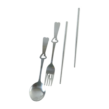 Eco friendly reusable utensils with spoon, fork and chopsticks