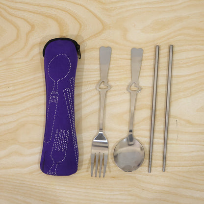 Reusable cutlery kit for school, work and outdoor use