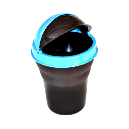 Multicolor plastic car dustbin, illustrating its compact size and practical use.