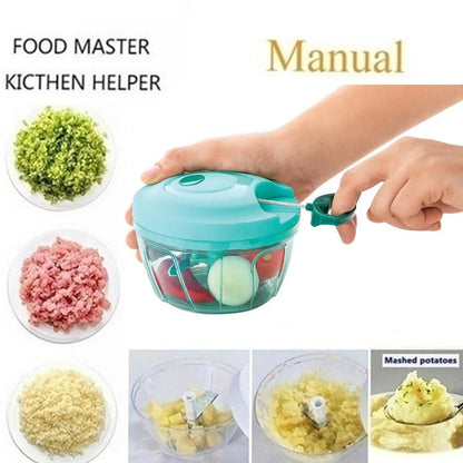 User chopping onions with the Bathora Mini Vegetable Chopper on a kitchen counter.