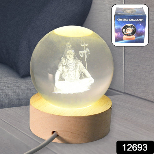 Close-up of the crystal sphere of the 3D Crystal Ball Lamp, highlighting its detailed internal pattern.