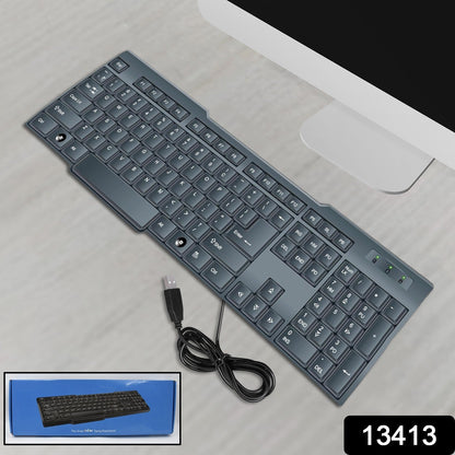 Ergonomic wired keyboard designed for comfortable use in office and home.
