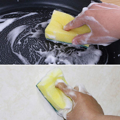 Our 2-in-1 multi-purpose scrub sponge resting on a clean kitchen counter.