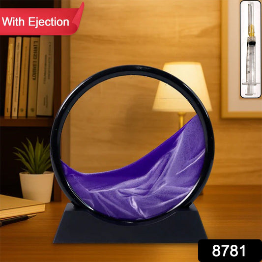 Side view of the Styleva Moving Sand Art, highlighting the elegant round glass frame and layered black and golden sand.