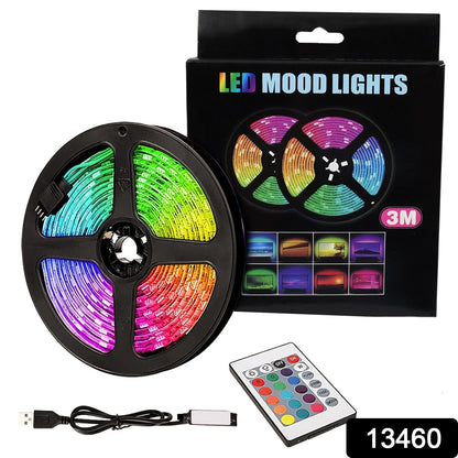 Close-up of the multi-colour RGB LED strip lights showcasing vibrant hues.