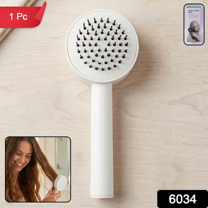 Features of the Self-Cleaning Hair Brush including detangling bristles and air cushion.