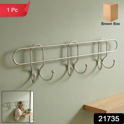 Metal wall hook organizer with four sturdy hooks